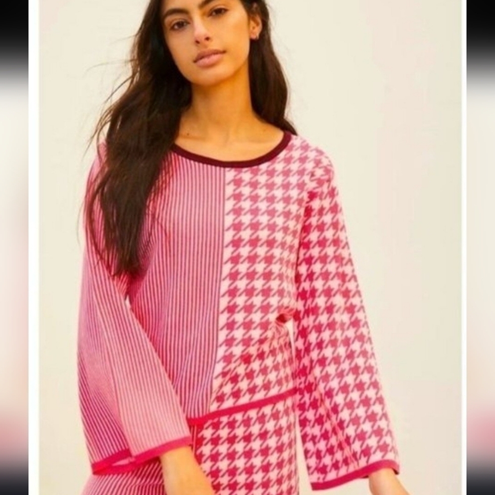Dolan Left Coast Sierra Lounge Top Anthropologie Pink Checkered XL